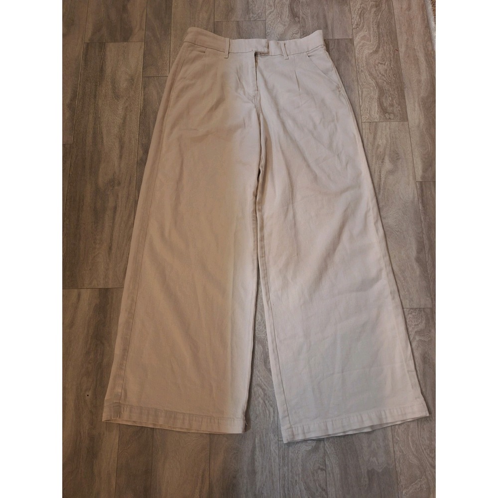 American Eagle Beige Cream Tan Flowy Drapey Wide Leg Pant Size 10 EUC